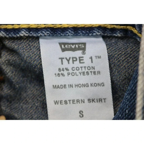 Levi's Type 1 Western Blue Denim Skirt-Size Small-Pockets-Front Slit - Picture 4 of 9